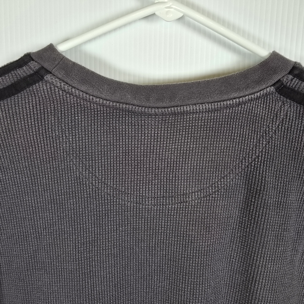 Adidas Men's Gray Ribbed Thermal Knit Long Sleeve Shirt Size 2XL - Picture 10 of 11